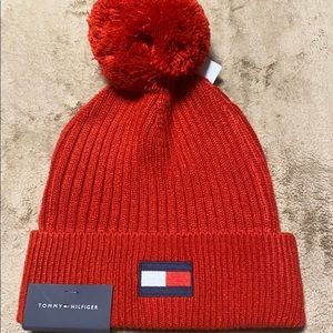 Tommy Hilfiger Pom Pom Beanie Hat - Red